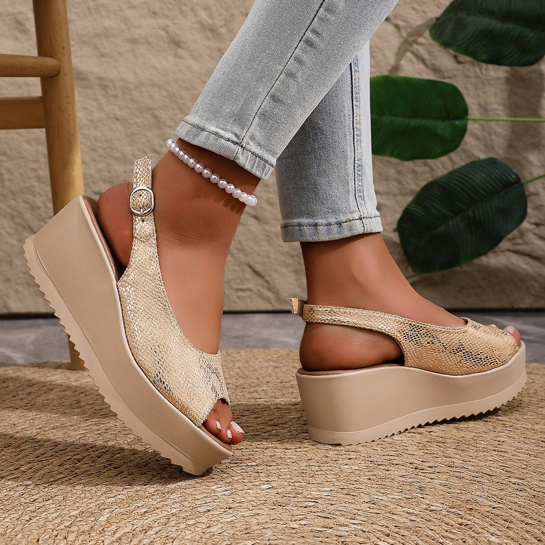 Damen Plateau-Sandalen mit offenem Zehenbereich und praktischem Klettverschluss R&B