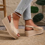 Damen Plateau-Sandalen mit offenem Zehenbereich und praktischem Klettverschluss R&B