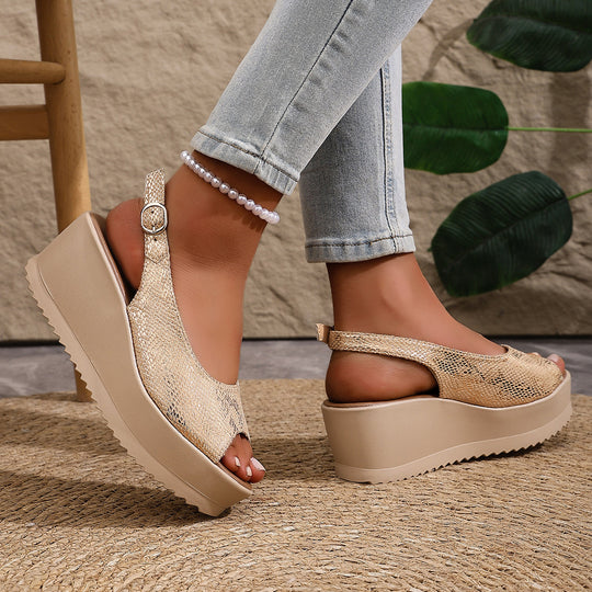 Damen Plateau-Sandalen mit offenem Zehenbereich und praktischem Klettverschluss R&B