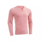 Herren nan Langarmshirt mit V-Ausschnitt Slim Fit Baumwollmix und elastischem Komfortbund R&B