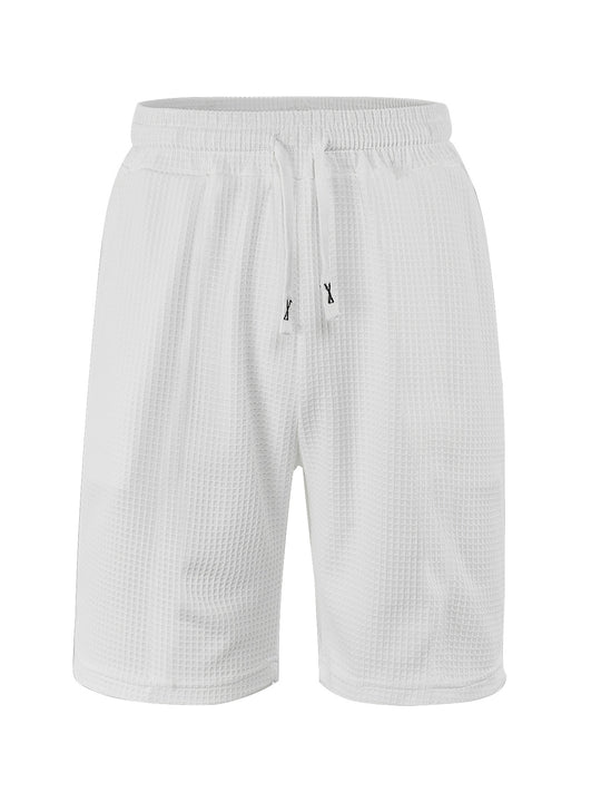 Herren nan atmungsaktive Waffel-Pyjama-Shorts mit elastischem Komfortbund, Tunnelzug und seitlichen Eingrifftaschen R&B