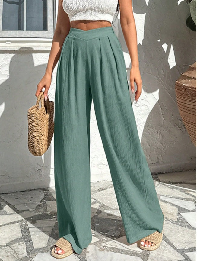 Damen weite Stoffhose mit eleganter Bundfaltenführung R&B