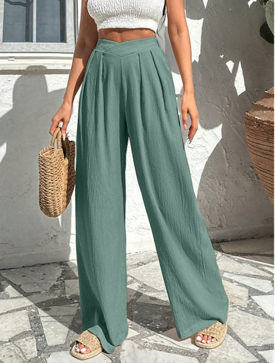 Damen weite Stoffhose mit eleganter Bundfaltenführung R&B