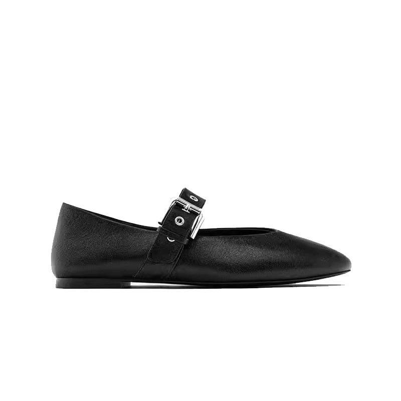 Damen elegante Mokassins mit verstellbarem Schnallenriemen R&B