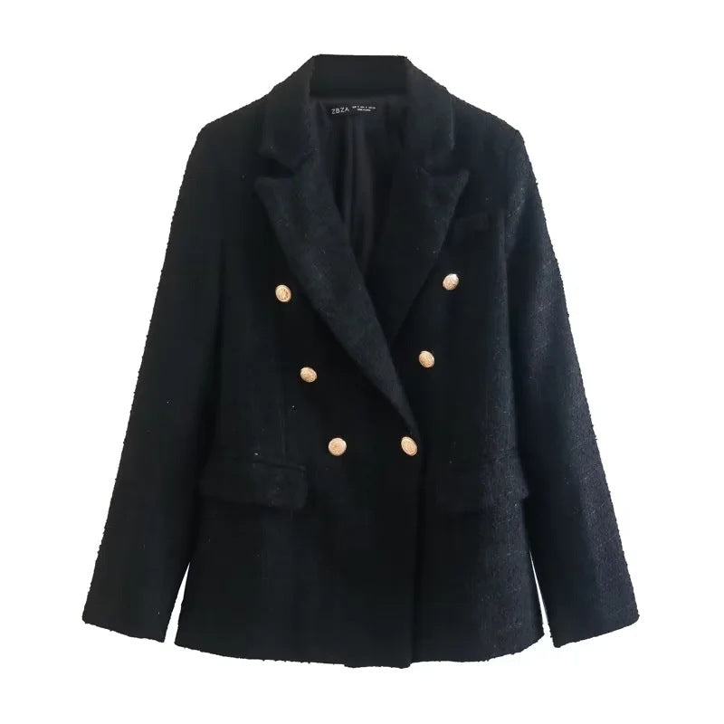 R&B | Gemischter Doppelreiher Tweed Blazer Damen