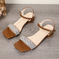 Damen Riemensandaletten mit funkelnder Strass-Applikation und elegantem Blockabsatz R&B