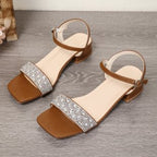 Damen Riemensandaletten mit funkelnder Strass-Applikation und elegantem Blockabsatz R&B