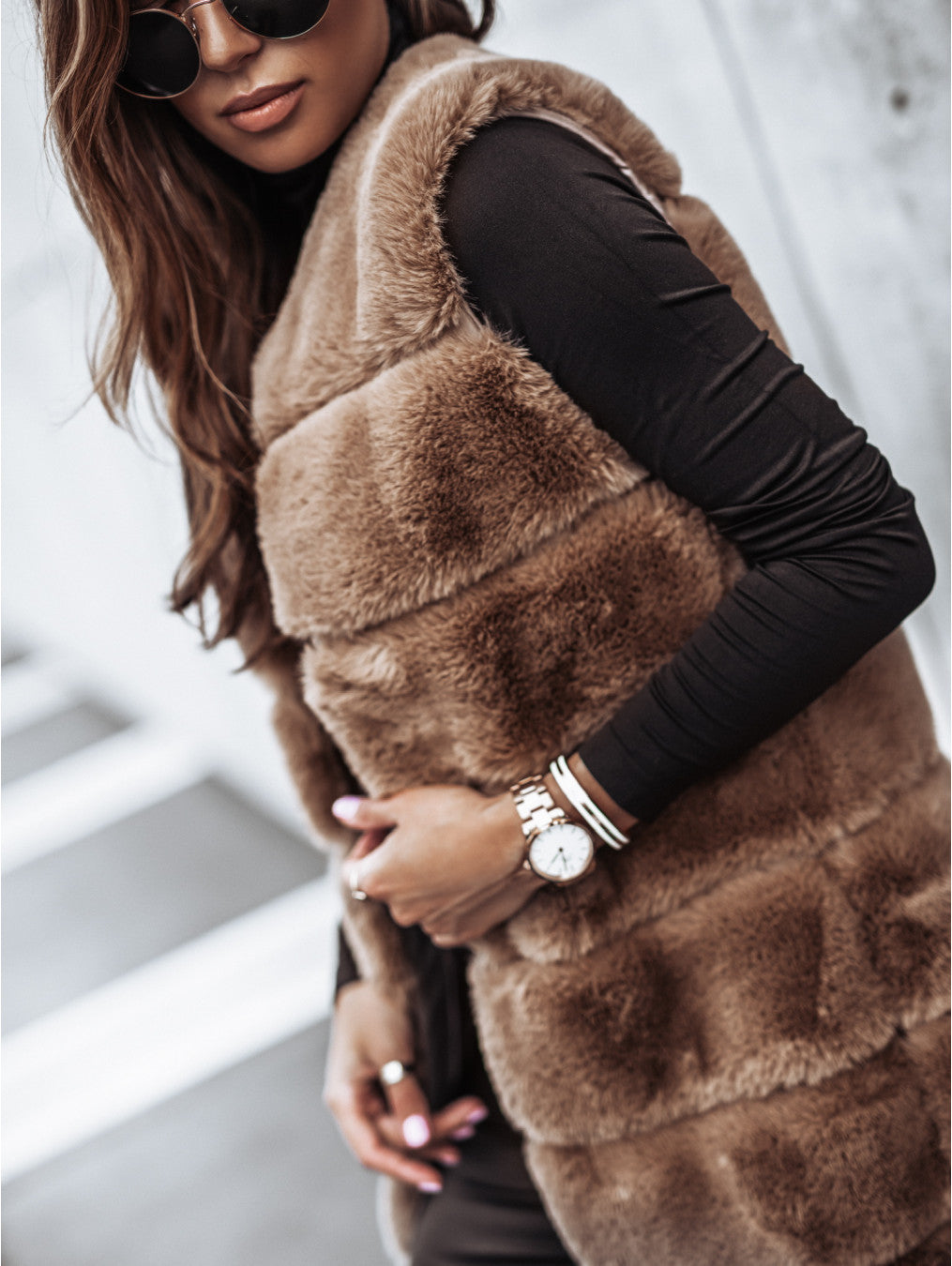 Damen Fleece-Weste mit trendigem Kragen und weichem Innenfutter R&B