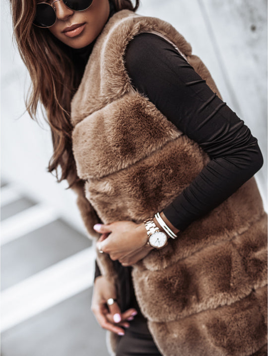 Damen Fleece-Weste mit trendigem Kragen und weichem Innenfutter R&B