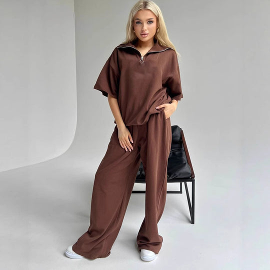 Damen Sportives Oberteil und weite Hose Set R&B