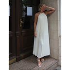 Damen Plissiertes Maxikleid mit elegantem Halterneck R&B