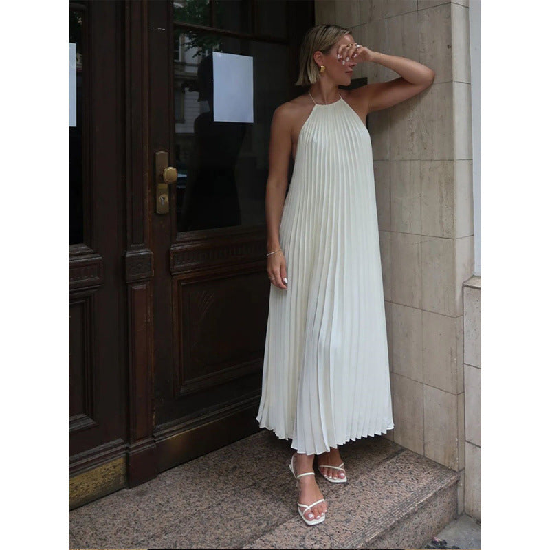 Damen Plissiertes Maxikleid mit elegantem Halterneck R&B