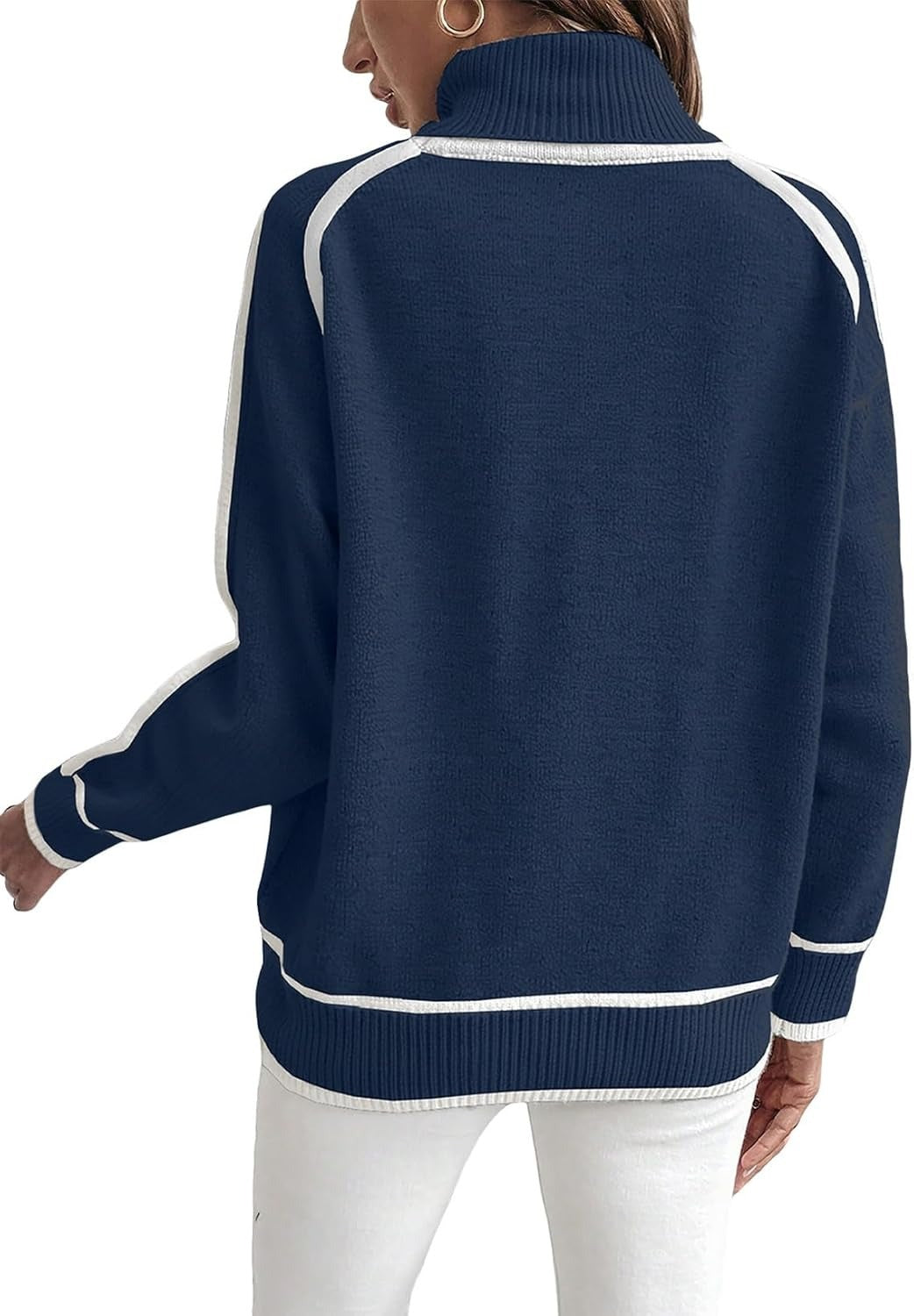 Damen Übergroße Strickpullover mit Stehkragen R&B