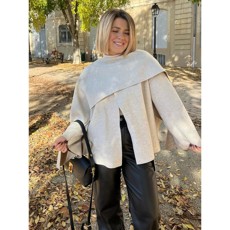 Damen modisches Oversized-Pullover mit Drapierung R&B