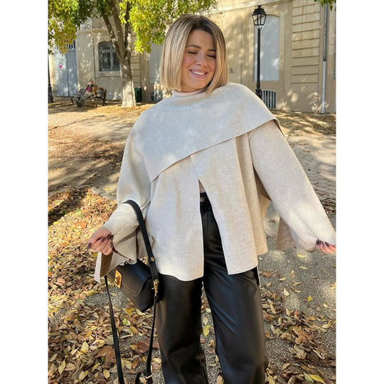 Damen modisches Oversized-Pullover mit Drapierung R&B