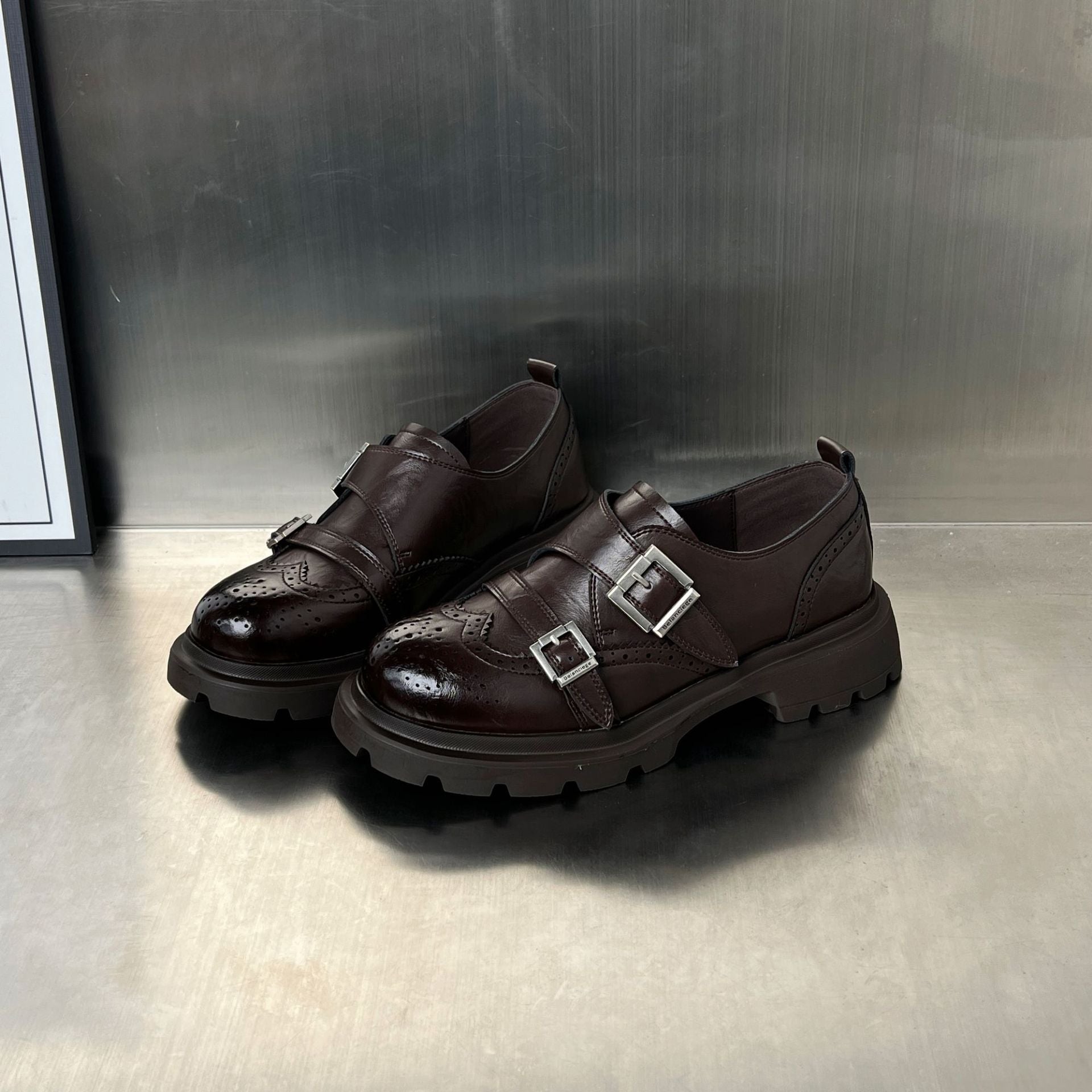 Damen Elegante Schnürschuhe mit modischen Schnallen und rutschfester Gummisohle R&B