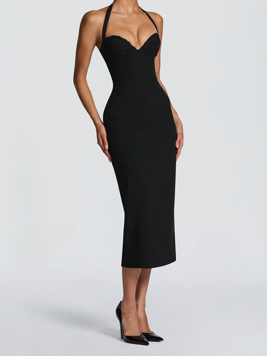 Damen Elegantes Bodycon-Kleid mit Halterdesign R&B