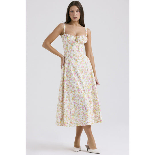 Damen Maxikleid mit floralem Design und elegantem Schlitz R&B