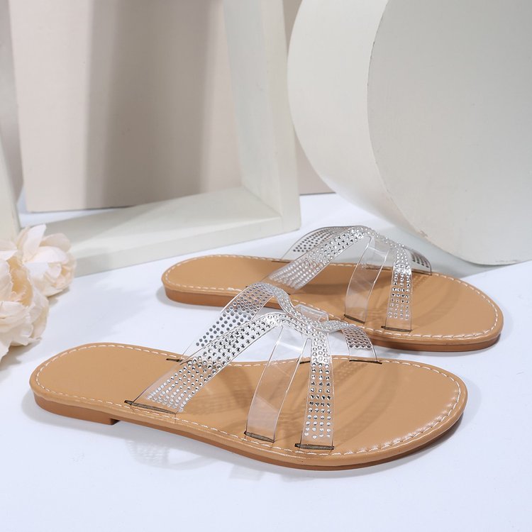 Damen Glamouröse Zehentrenner-Sandalen mit funkelnden Akzenten R&B