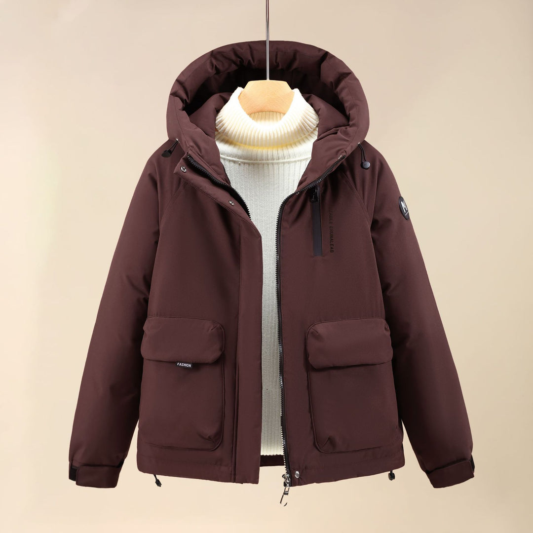 Damen Isolierte Outdoorjacke mit voluminösem Kapuzenkragen und praktischen Taschen R&B