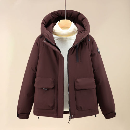 Damen Isolierte Outdoorjacke mit voluminösem Kapuzenkragen und praktischen Taschen R&B