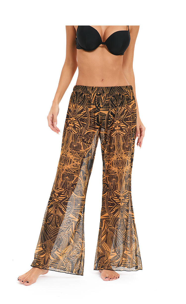 Damen Leggings aus luftiger, transparenter Stoffqualität mit exotischem Muster R&B