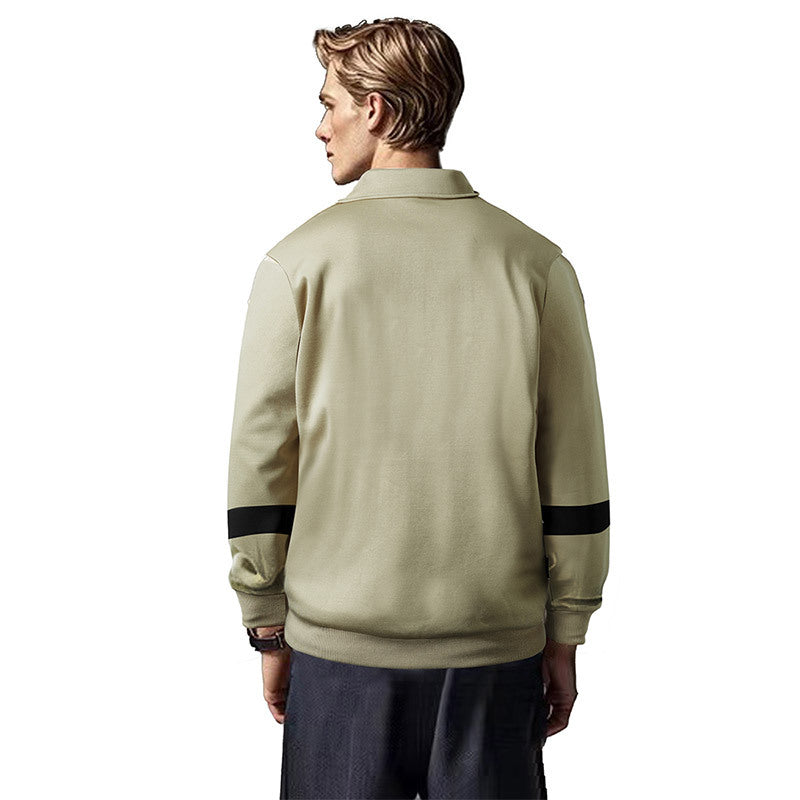 Herren sportlicher Langarm-Polo mit modernem Design und Kontrastärmel R&B