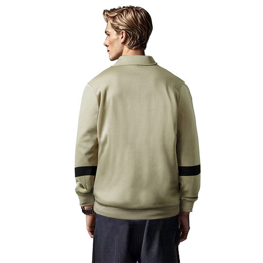 Herren sportlicher Langarm-Polo mit modernem Design und Kontrastärmel R&B