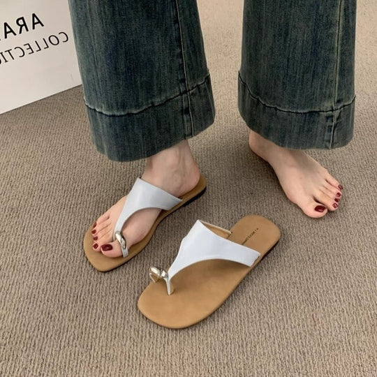 Damen Zehentrenner-Sandalen mit modischen Riemen und komfortablem Fußbett R&B