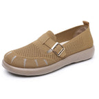 Damen Komfortable Slip-On Schuhe mit flexiblem Strickoberteil und modischem Schnallen-Detail R&B
