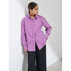 Damen Elegante, gestreifte Bluse mit klassischem Kragen und Taschen R&B