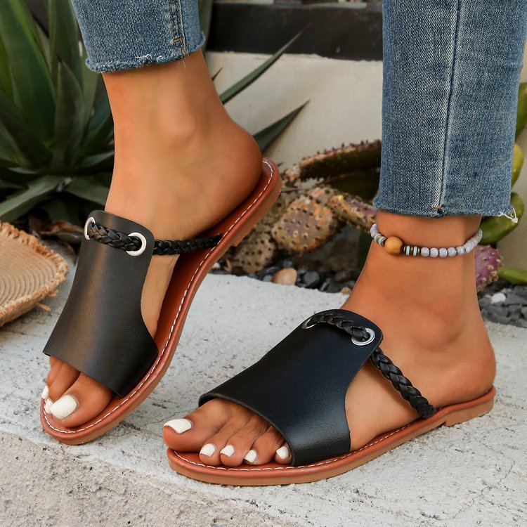 Damen Freizeitsandalen mit geflochtenem Riemen-Design und robustem Fußbett R&B
