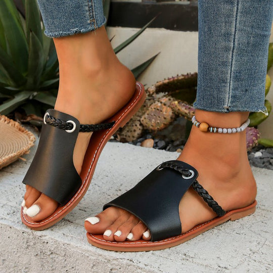 Damen Freizeitsandalen mit geflochtenem Riemen-Design und robustem Fußbett R&B