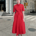 Damen Hemdkleid mit tailliertem Gürtel und klassischen Details R&B