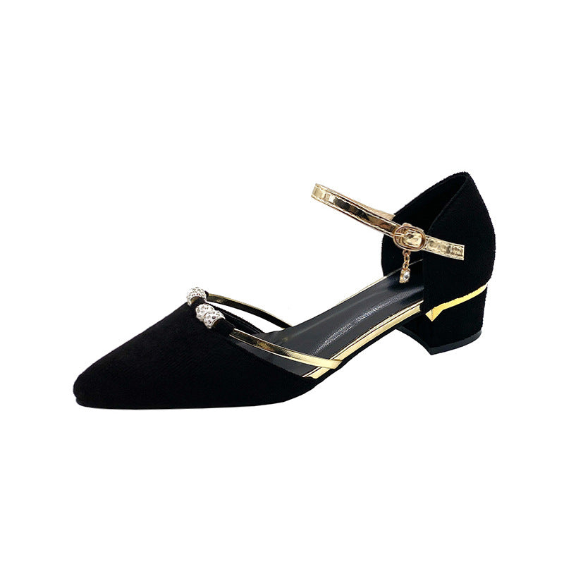 Damen Slingback-Pumps mit funkelnden Strassapplikationen und elegantem Blockabsatz R&B