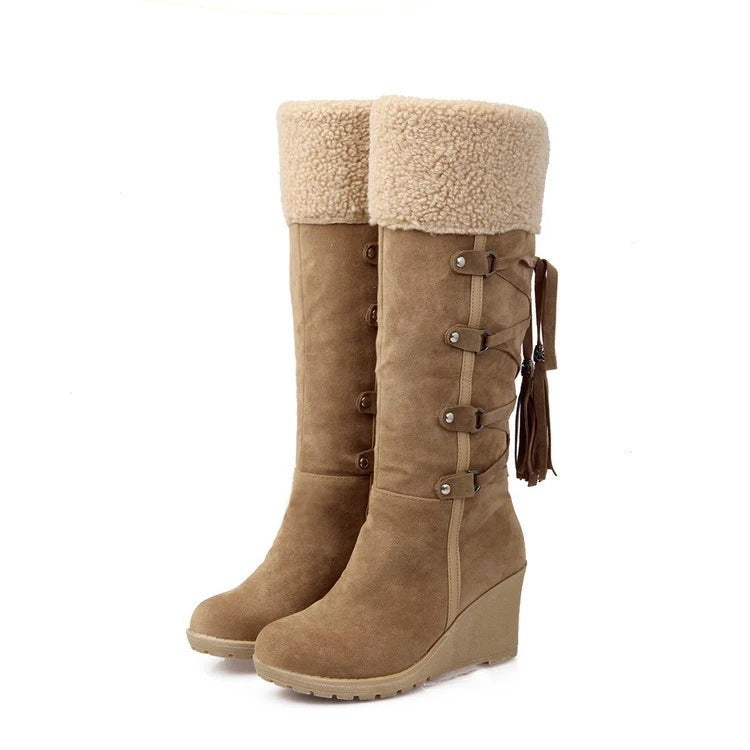 Damen Wedge-Stiefel mit gefüttertem Schaft und modischer Schnürung R&B