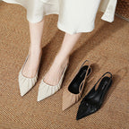 Damen Slingback-Pumps mit feinem Falten-Design