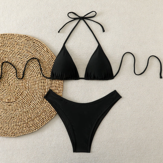 Damen Bikini-Set mit verstellbarem Triangel-Oberteil und hoch geschnittenen Bottoms R&B