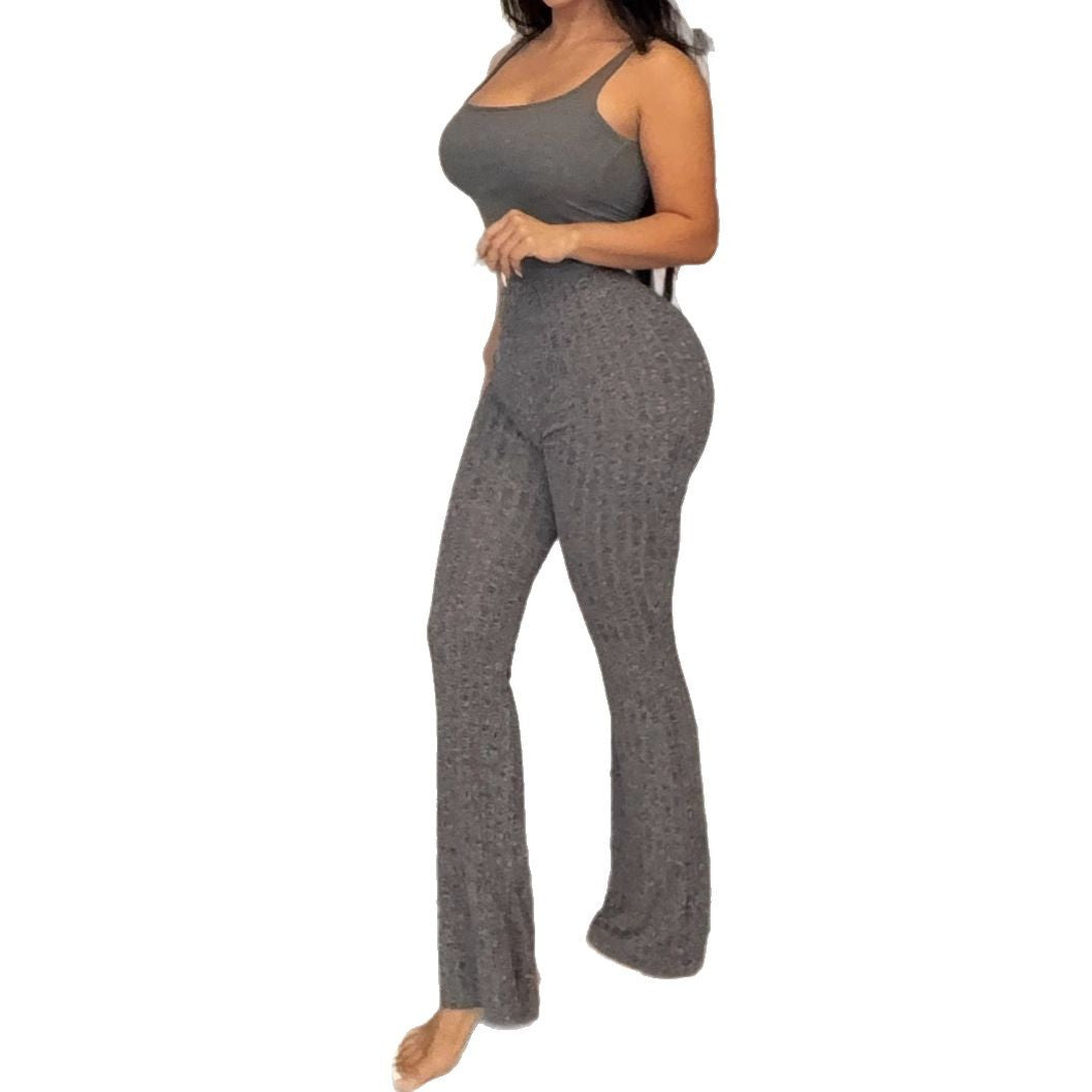 Damen Ripp-Leggings mit hoher Taille und weitem Bein R&B
