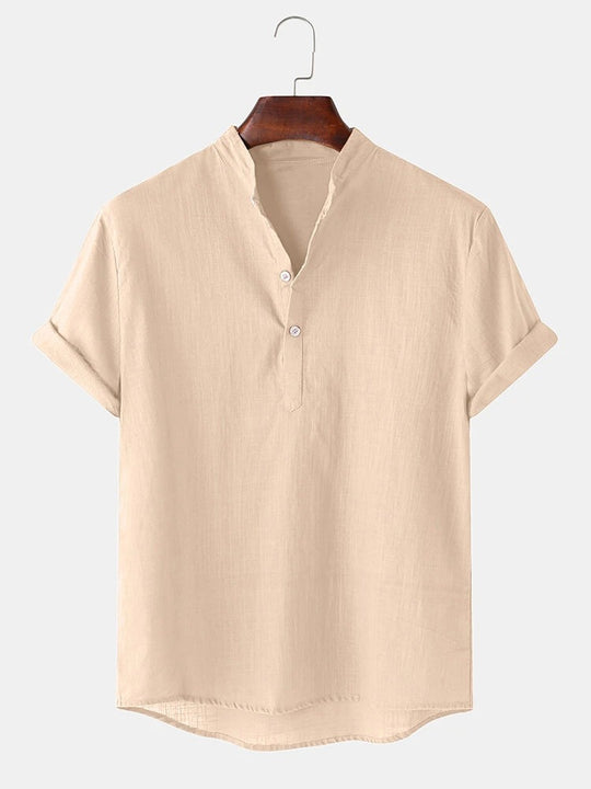 Herren Kurzarmhemd mit innovativem Henley-Ausschnitt und fließendem Material R&B