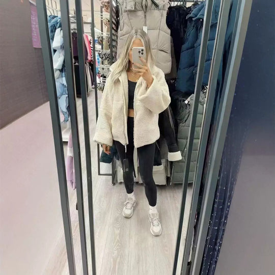 Damen Fleecejacke mit hohem Kragen und praktischen Taschen R&B