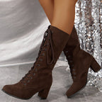 Damen Elegante Schnürstiefel mit hohem Absatz und modischem Design R&B