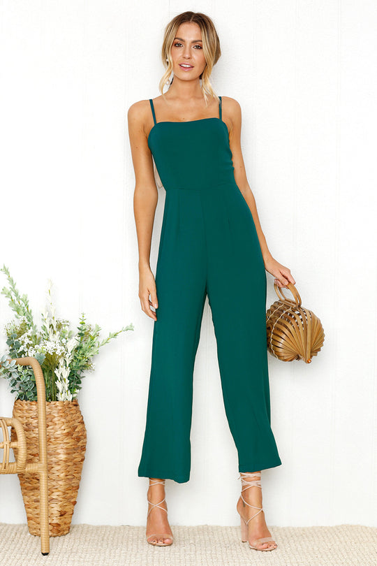 Damen Jumpsuit mit schmalen Trägern und weitem Beinschnitt R&B