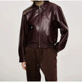 Damen modische Kunstlederjacke mit elastischem Saum und modernem Schnitt R&B