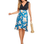 Damen Wickelkleid mit floralem Design und tiefem V-Ausschnitt R&B