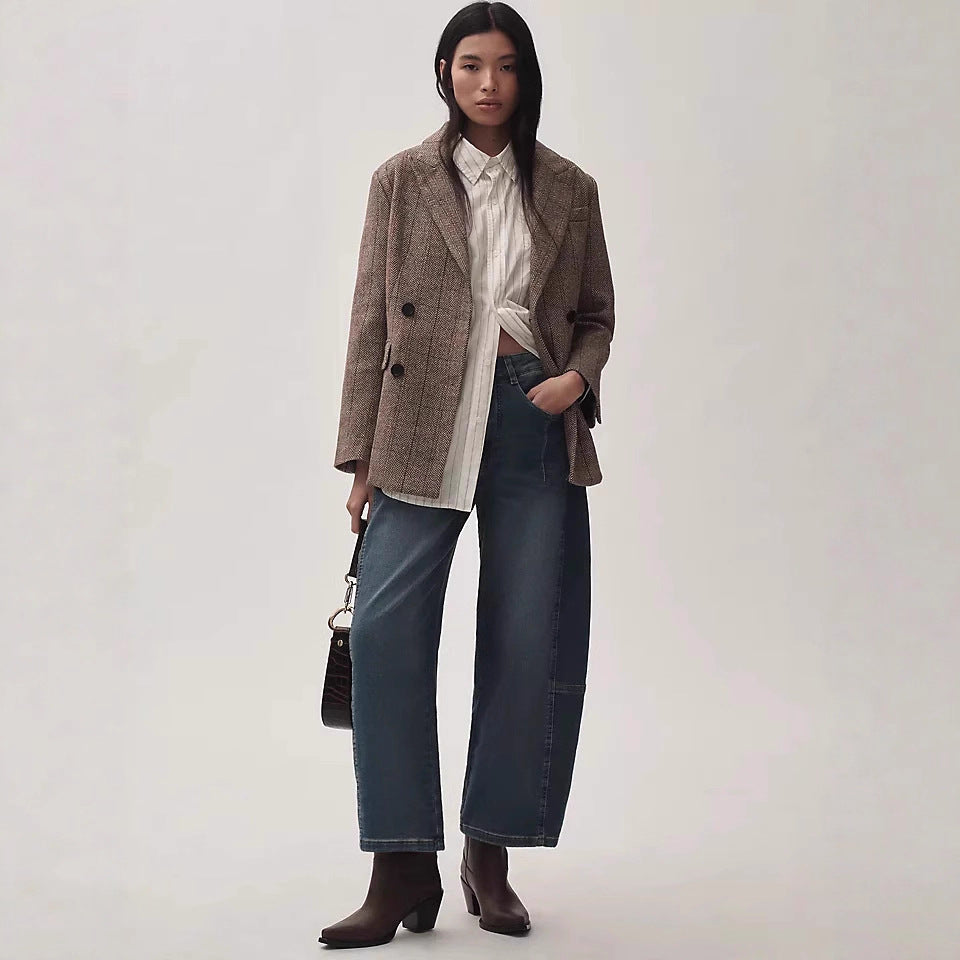 Damen Weite Cropped Jeans mit lässigem Look