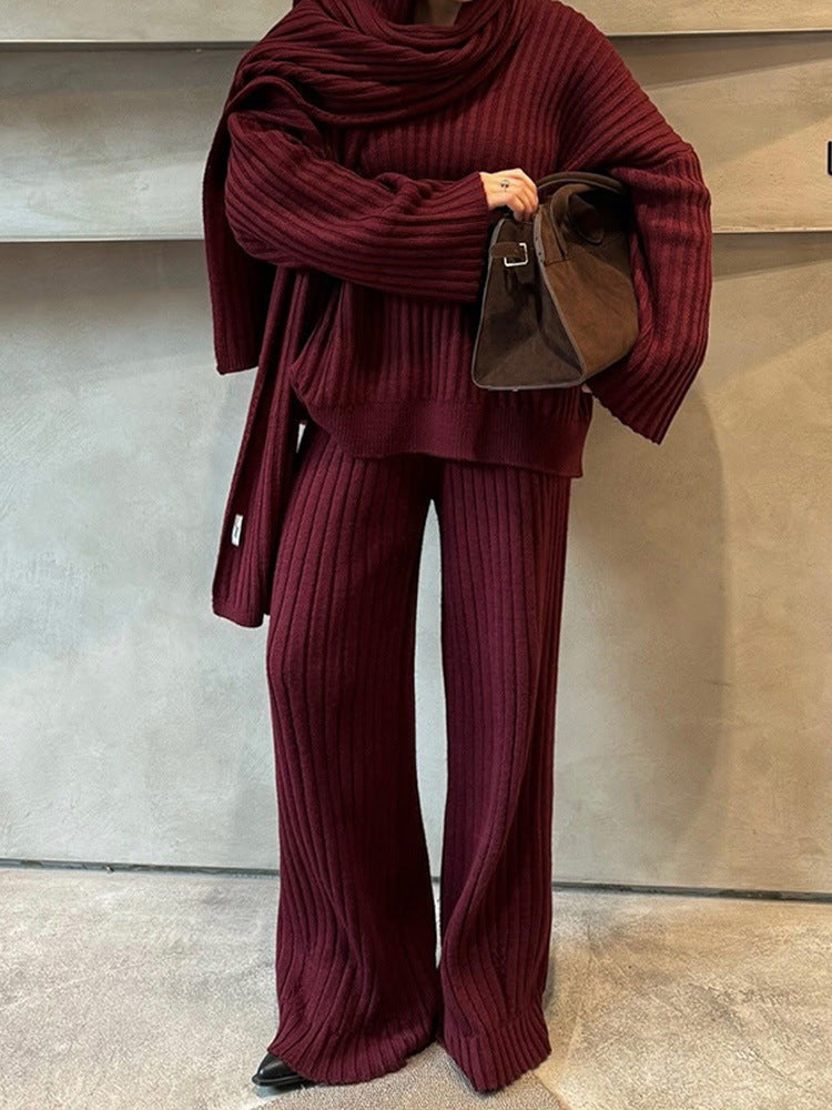 Damen Strickanzug mit weitem Schnitt und eleganten Rippdetails R&B