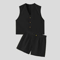 Damen nan elegantes maßgeschneidertes Ensemble mit taillierter Weste und hochtaillierten Shorts R&B