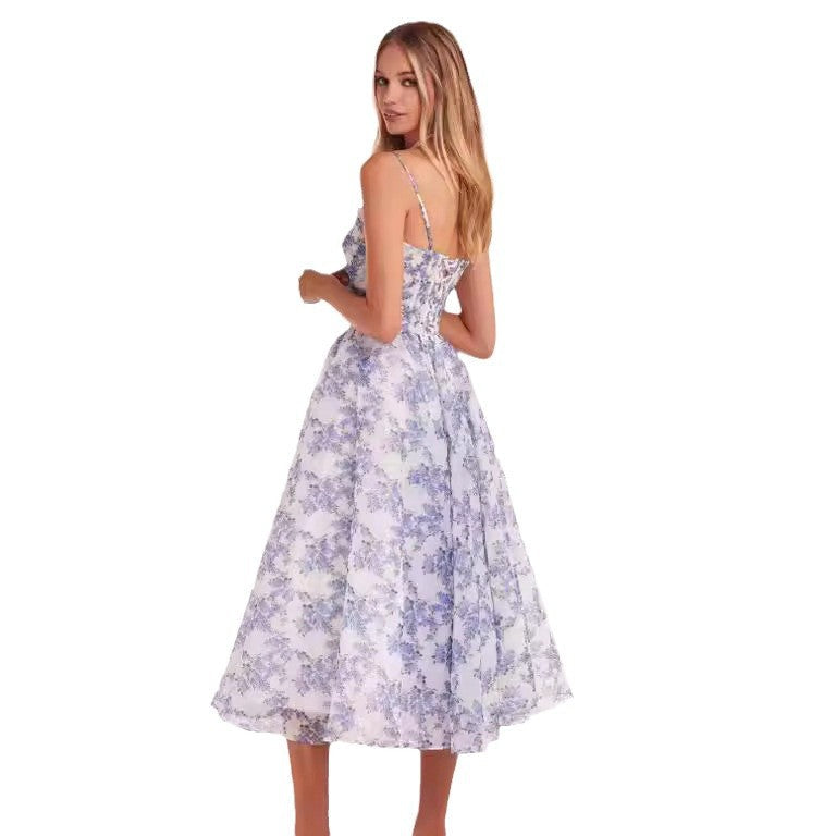 Damen Midi-Kleid mit elegantem Chiffon und floralen Applikationen R&B