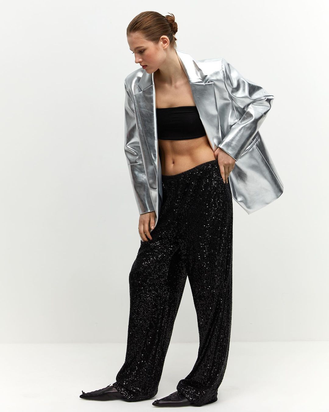 Damen Glitzernde Palazzo-Hose R&B
